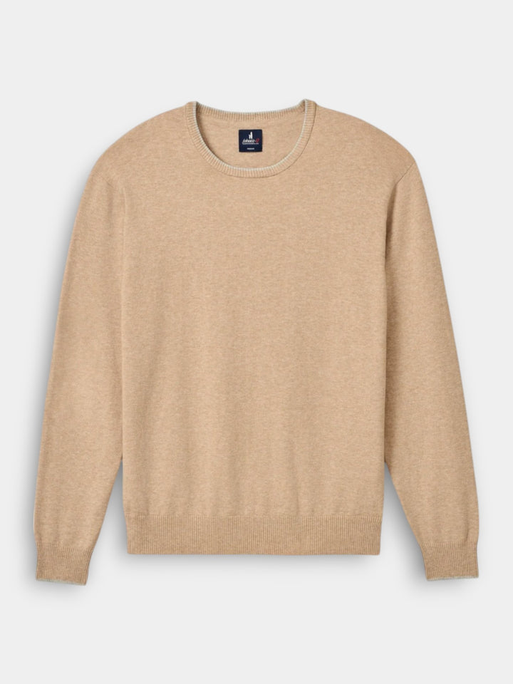 Johnnie-O Wren Plaited Cotton Blend Crewneck Sweater | Sand
