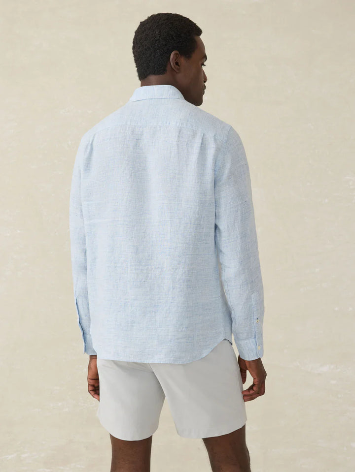 Faherty Laguna Linen Shirt Light Blue Melange MWS2511