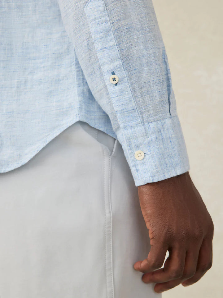 Faherty Laguna Linen Shirt Light Blue Melange MWS2511