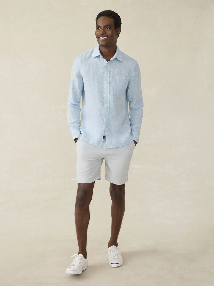Faherty Laguna Linen Shirt Light Blue Melange MWS2511