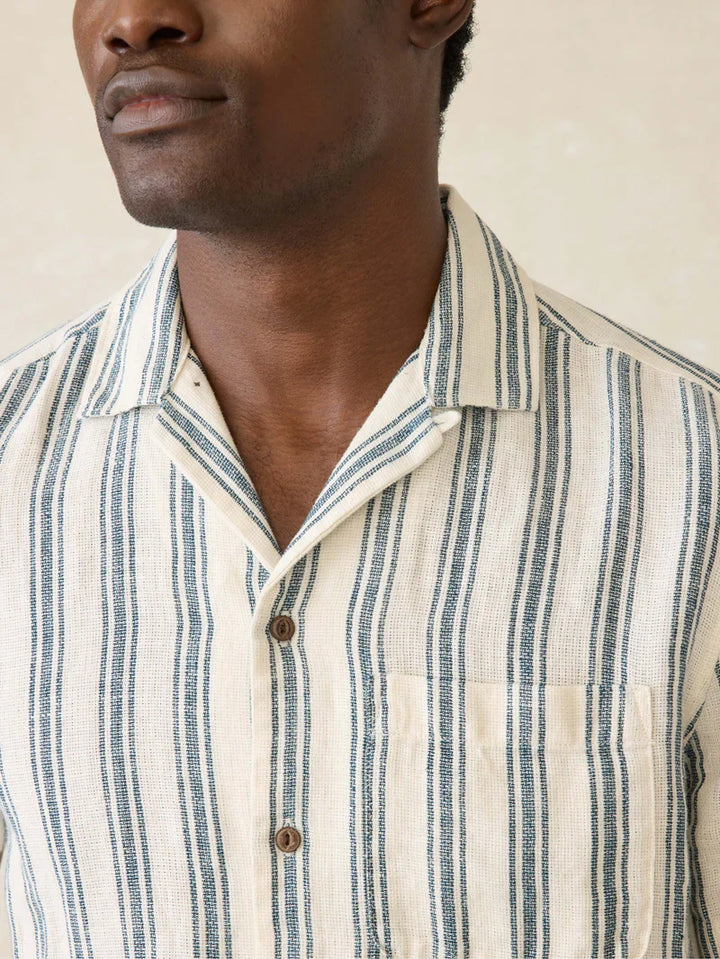 Faherty Short-Sleeve Palma Linen Camp Shirt Ryecroft Valley Stripe MWS2523