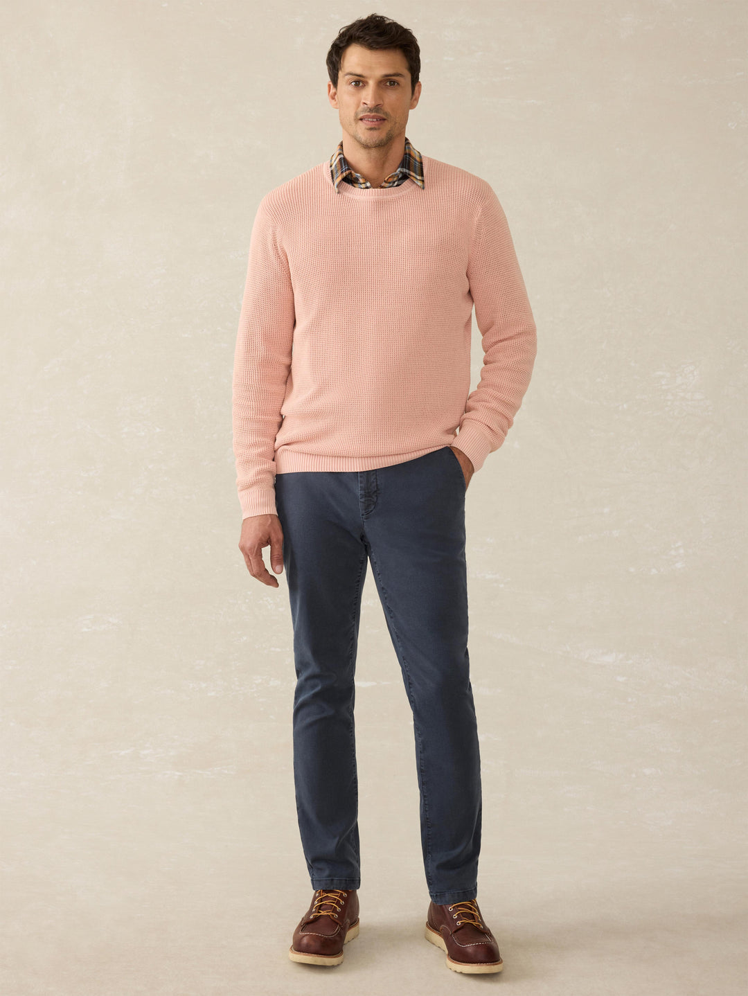 Faherty Sunwashed Crewneck Sweater Coral Dawn MYF2313