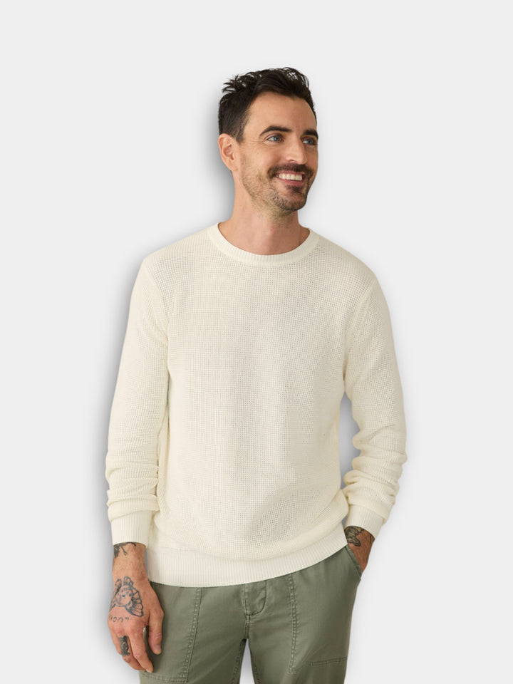 Faherty Sunwashed Crewneck Sweater | White Shell