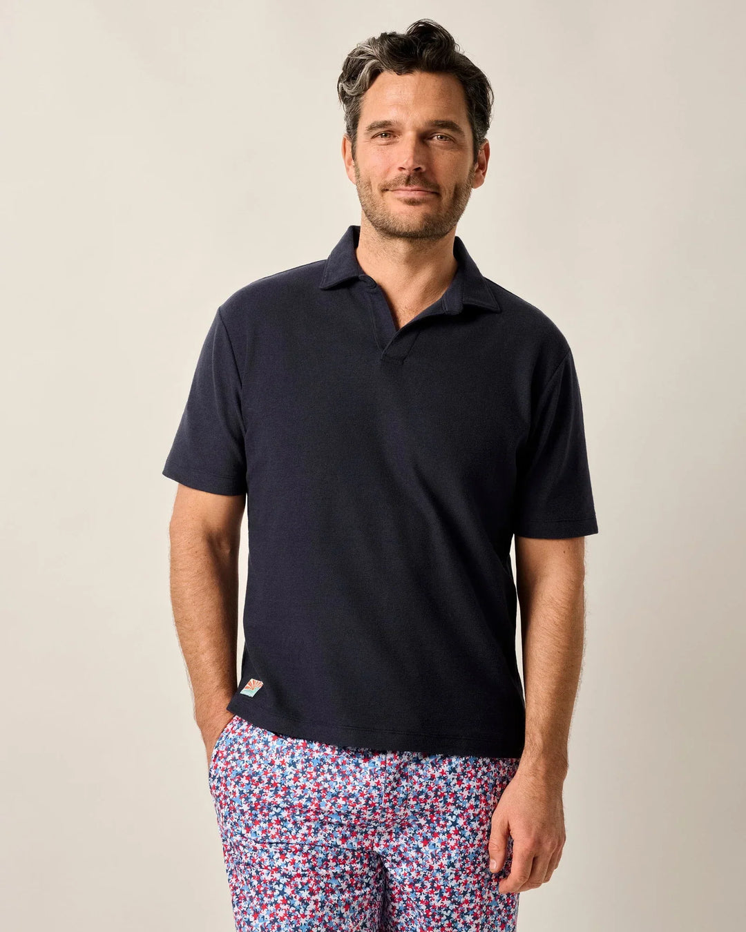 Johnnie-O French Terry Johnny Collar Polo - Frankie Navy JMPO101520