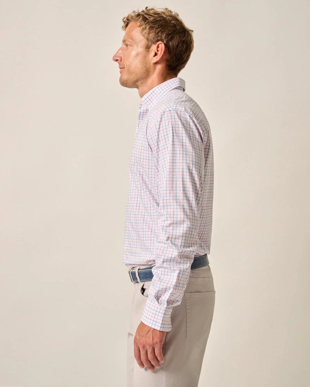 Johnnie-O Paddock Performance Button Up Shirt Porto Pink JMWL100730
