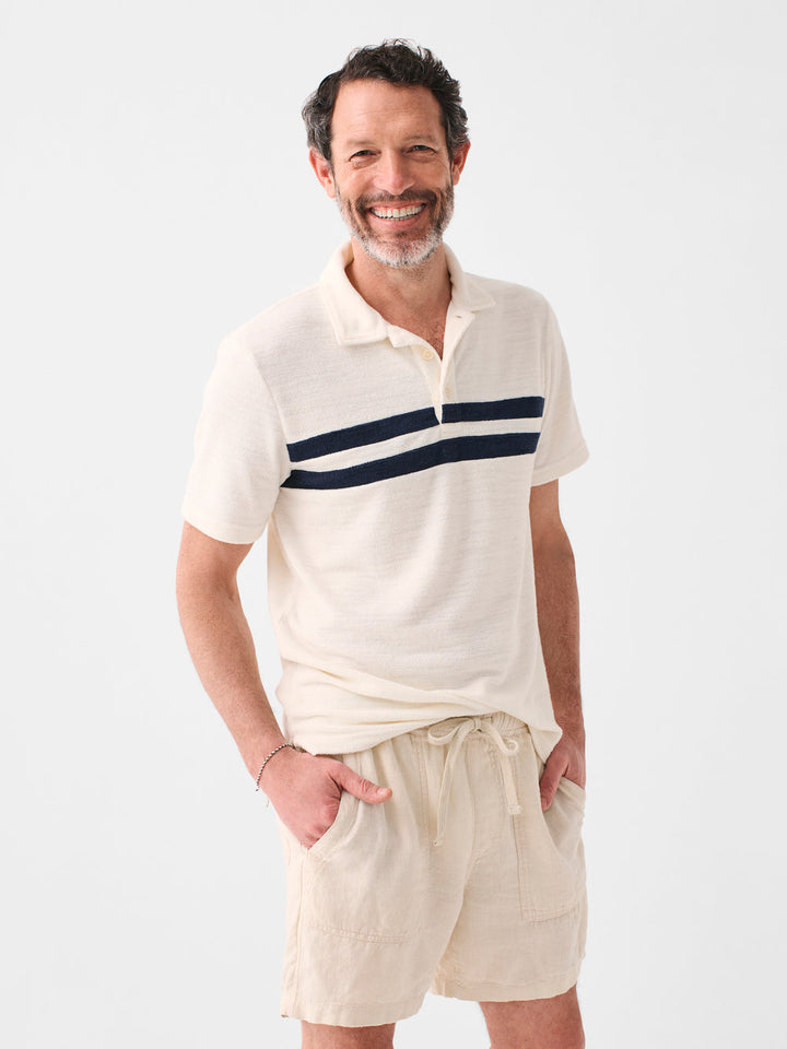 Faherty Cabana Towel Terry Surf Stripe Polo