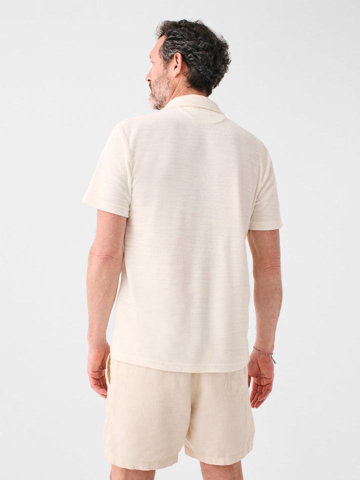 Faherty Cabana Towel Terry Surf Stripe Polo