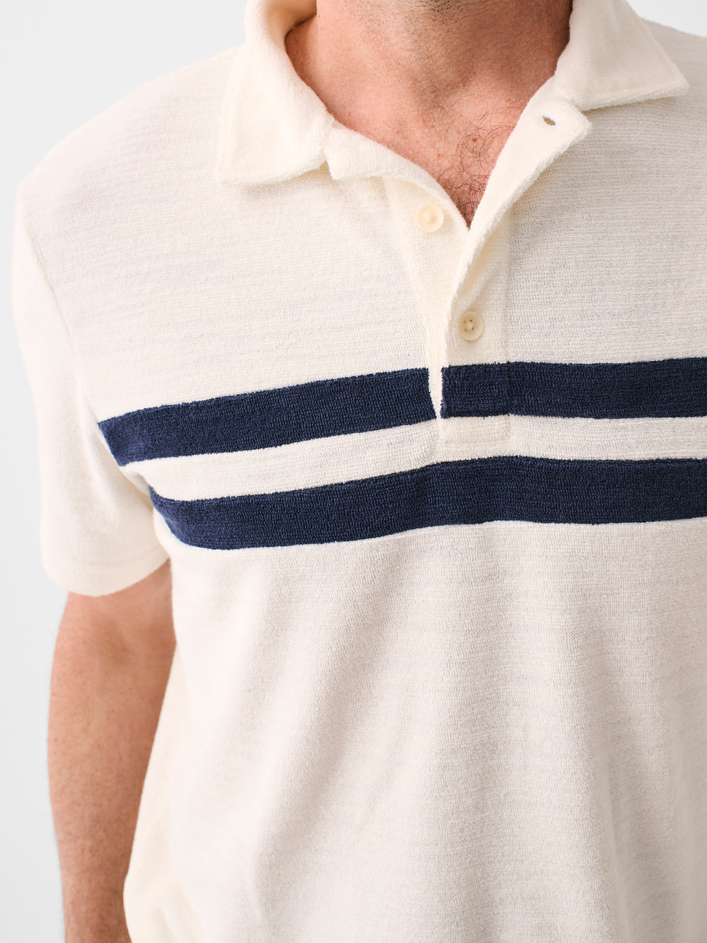 Faherty Cabana Towel Terry Surf Stripe Polo