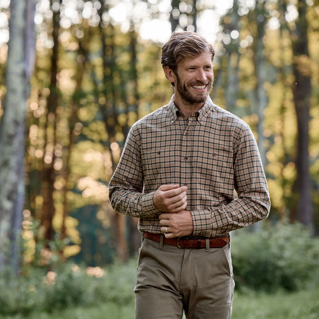 Tom Beckbe Brushed Cotton Twill Shirt Evergreen Heather MS025