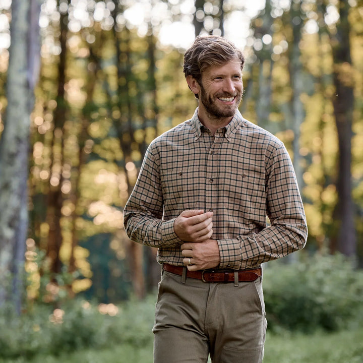 Tom Beckbe Brushed Cotton Twill Shirt Evergreen Heather MS025