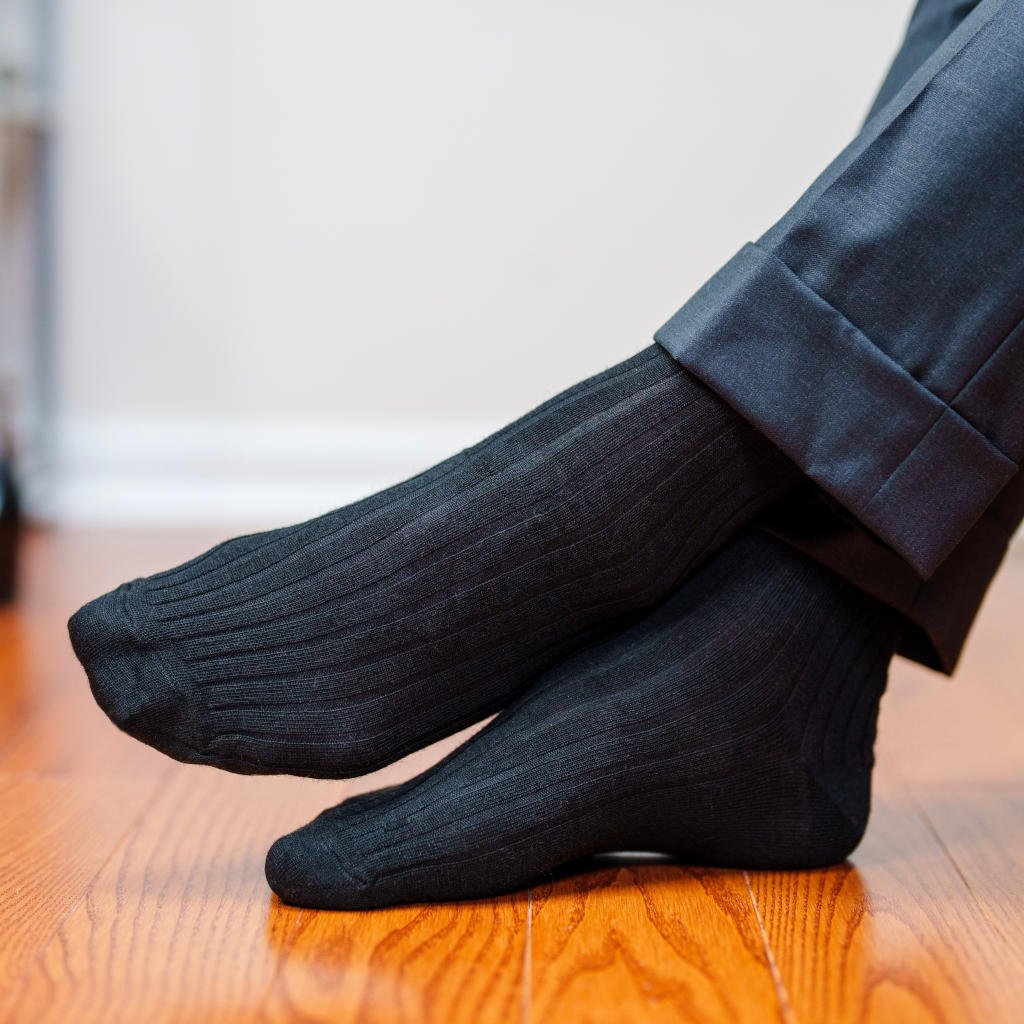 Black Merino Wool Mid Calf Dress Socks - Boardroom Socks Black Merino Wool Mid Calf Dress Socks - Boardroom Socks