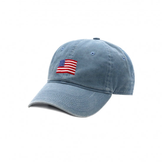 Smathers & Branson American Flag Steel Blue Needlepoint Hat