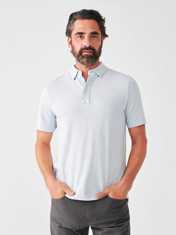 Faherty Cardiff Blue Heather Movement Polo