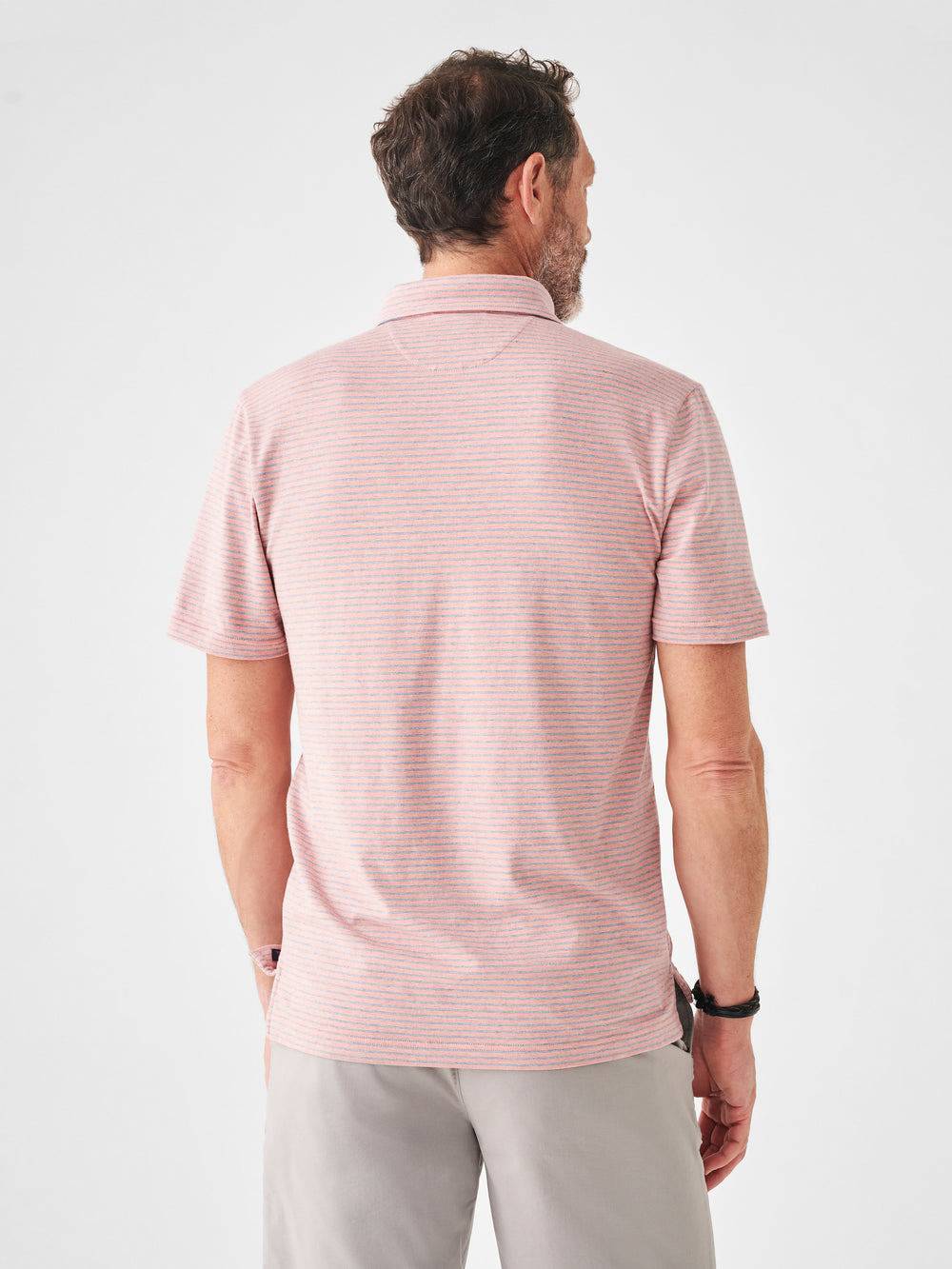 Faherty Rose Sky Stripe Movement Polo