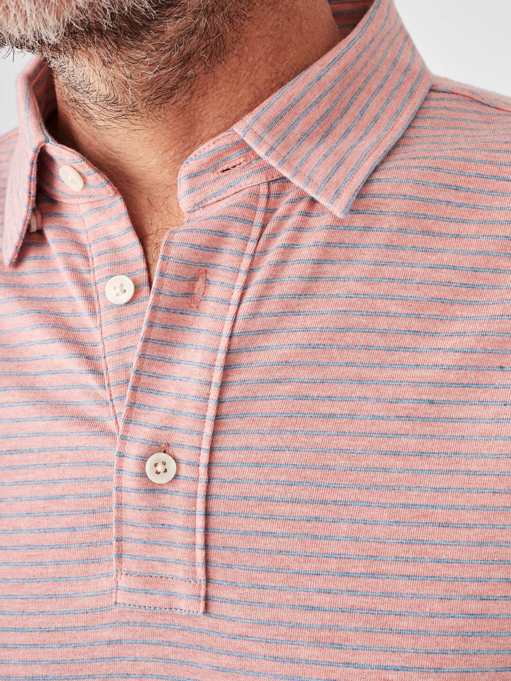 Faherty Rose Sky Stripe Movement Polo