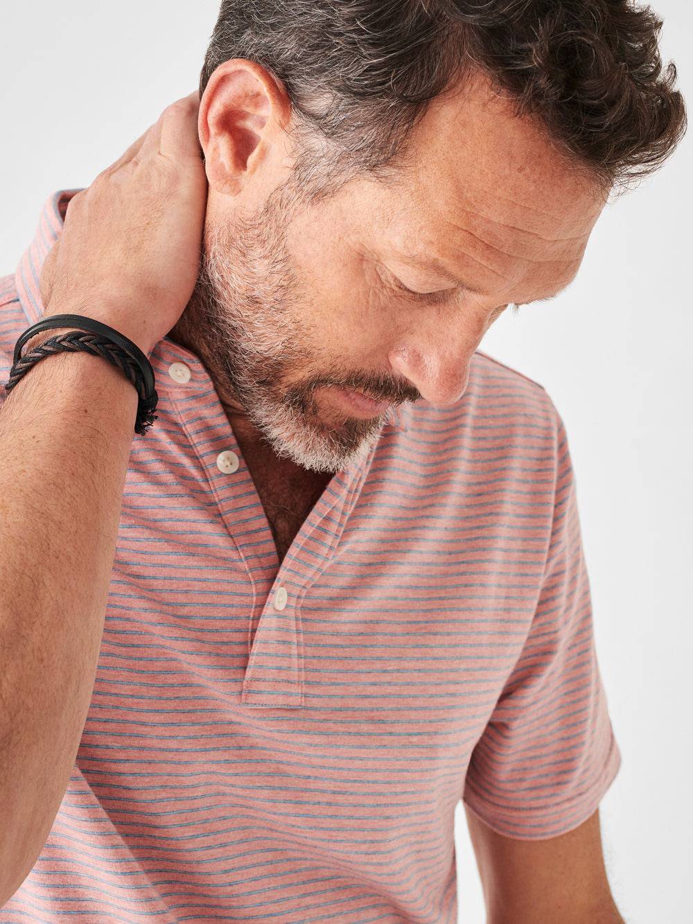 Faherty Rose Sky Stripe Movement Polo
