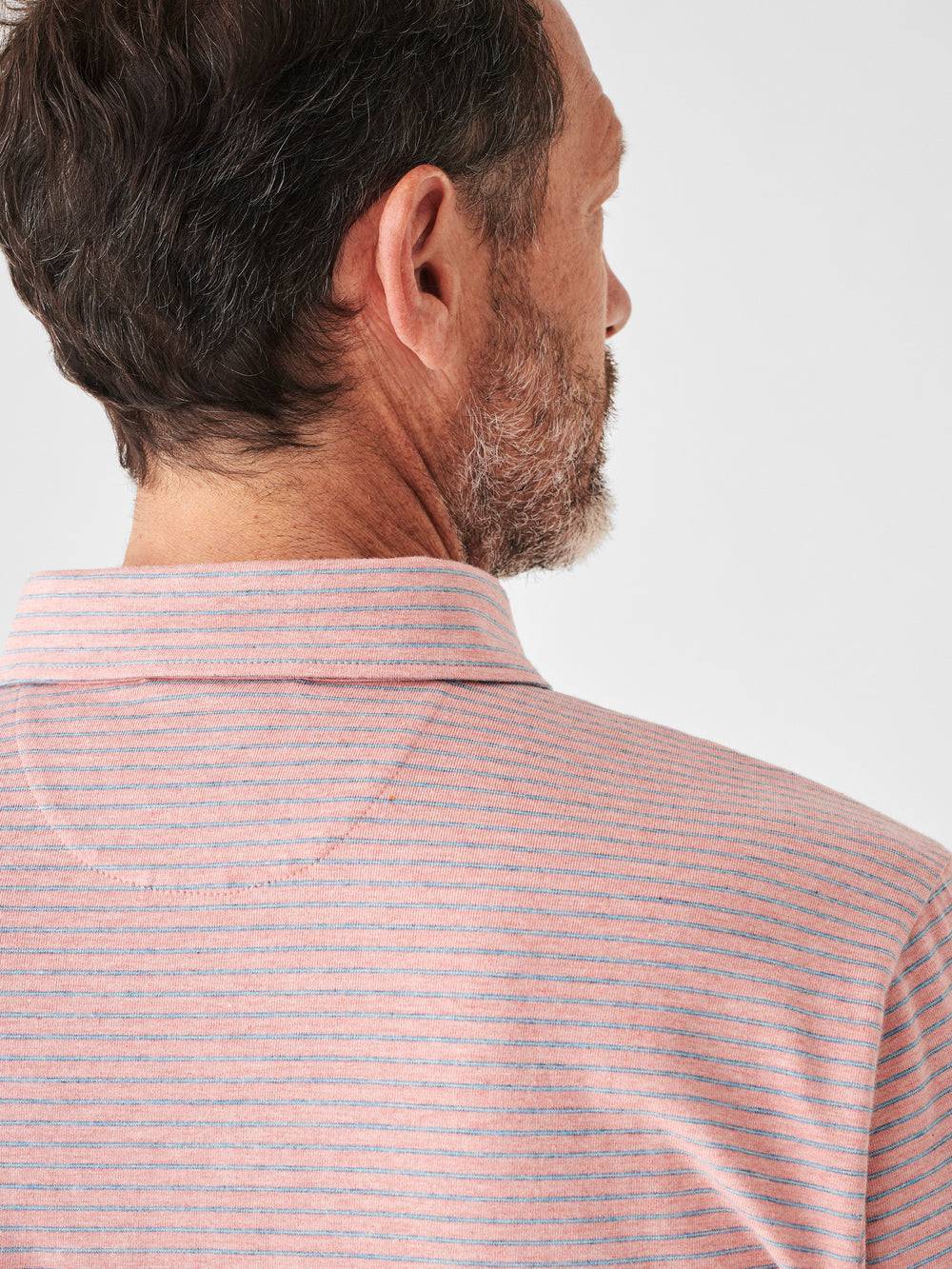 Faherty Rose Sky Stripe Movement Polo