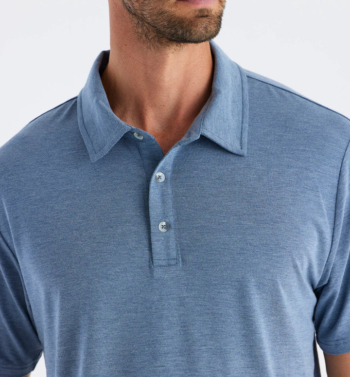 Free Fly Men's Bamboo Flex Polo Heather Deepwater MBP