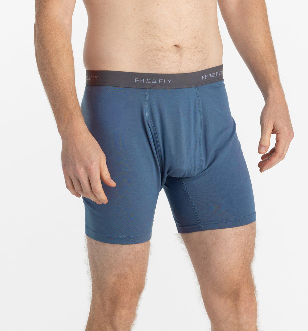 Free Fly Men's Bamboo Motion Boxer Brief Slate Blue BBB447
