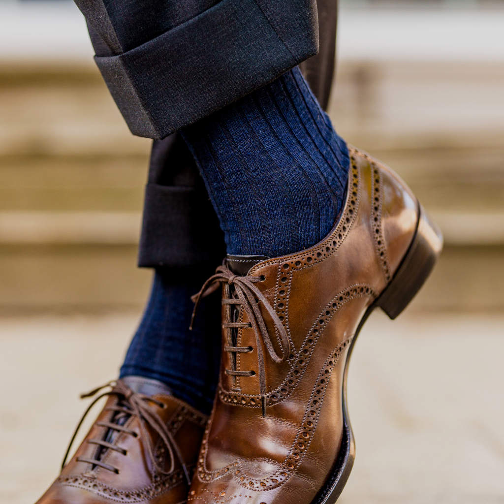 Navy Merino Wool Mid Calf Dress Socks - Boardroom Socks – John Hyatt ...