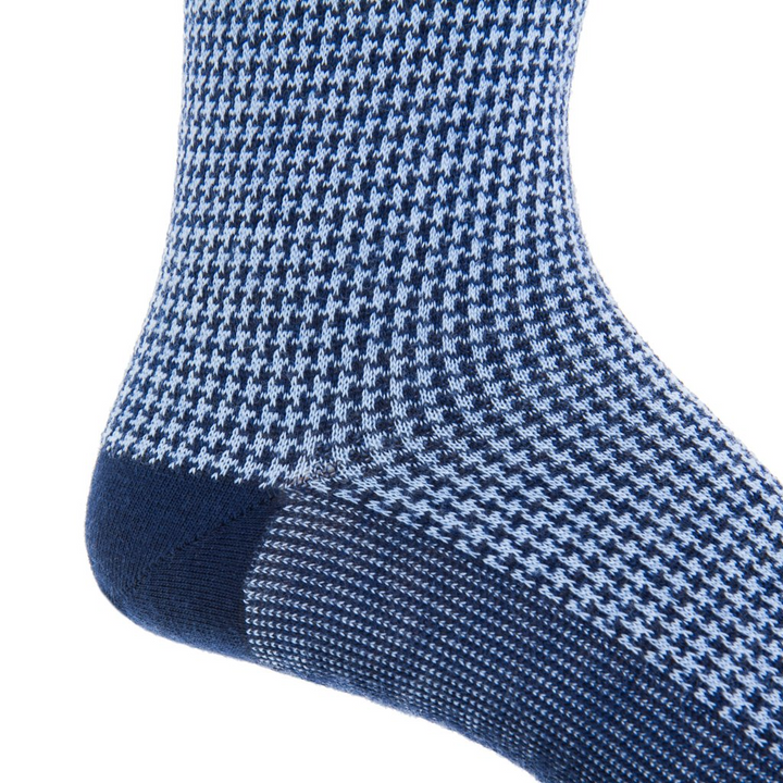 John Hyatt Houndstooth Merino Dress Sock | Navy & Sky
