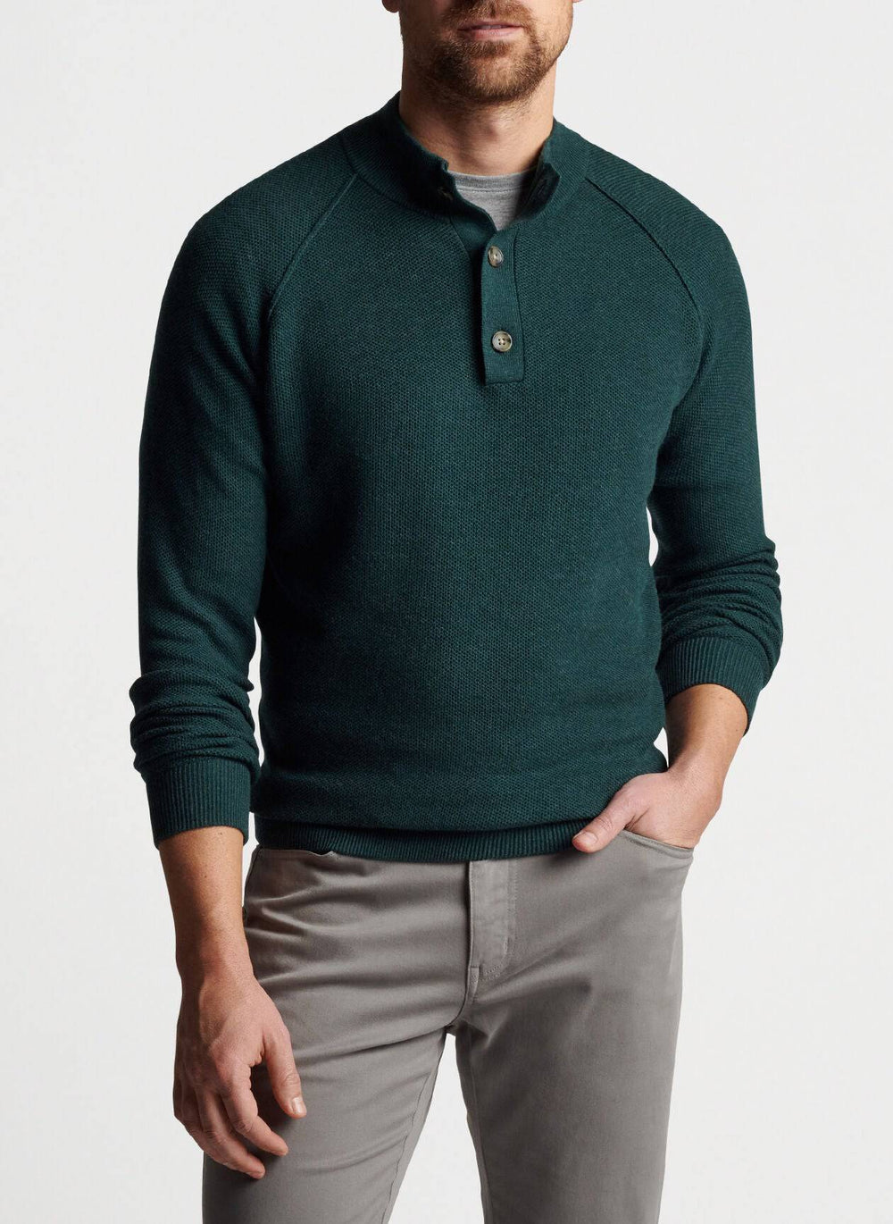 Peter Millar Parkway Textured 3-Button Mock Sweater