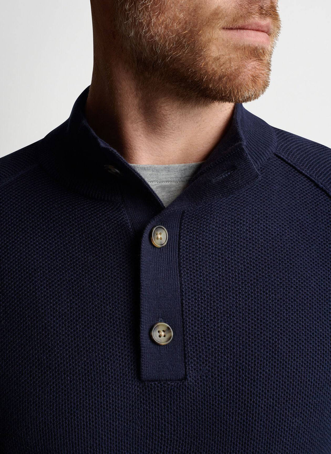 Peter Millar Parkway Textured 3-Button Mock Sweater