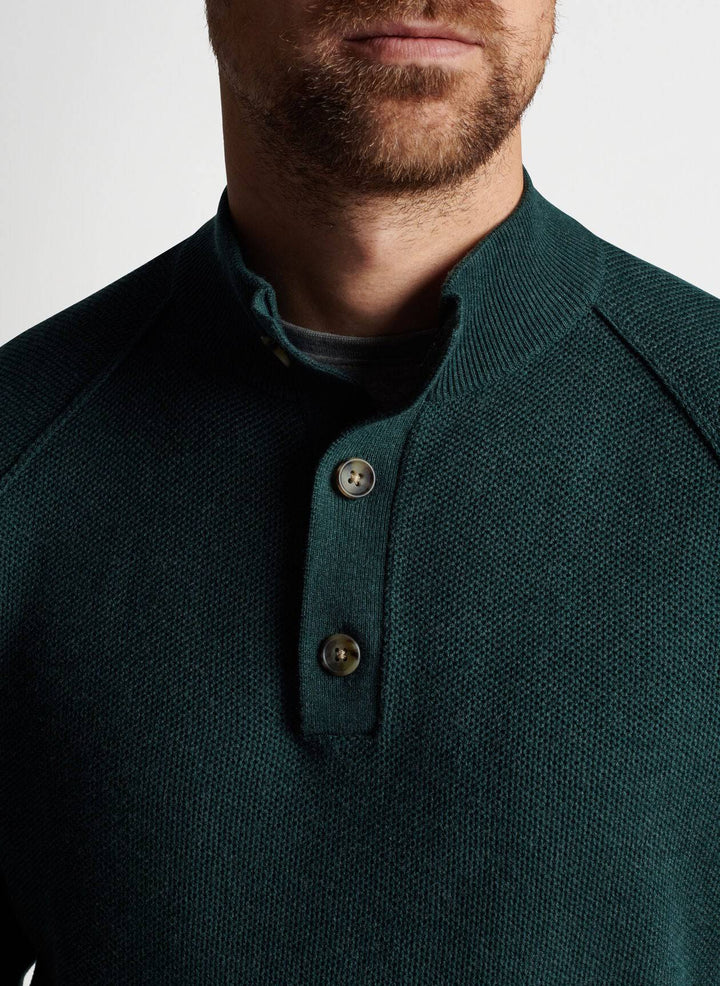 Peter Millar Parkway Textured 3-Button Mock Sweater