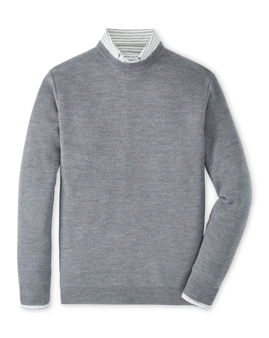 Peter Millar Autumn Crest Honeycomb Crewneck Sweater Gale Grey MF25S44