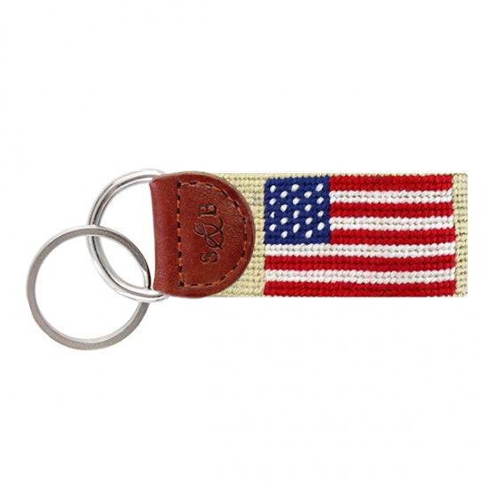 Smathers & Branson American Flag (Light Khaki) Needlepoint Key Fob