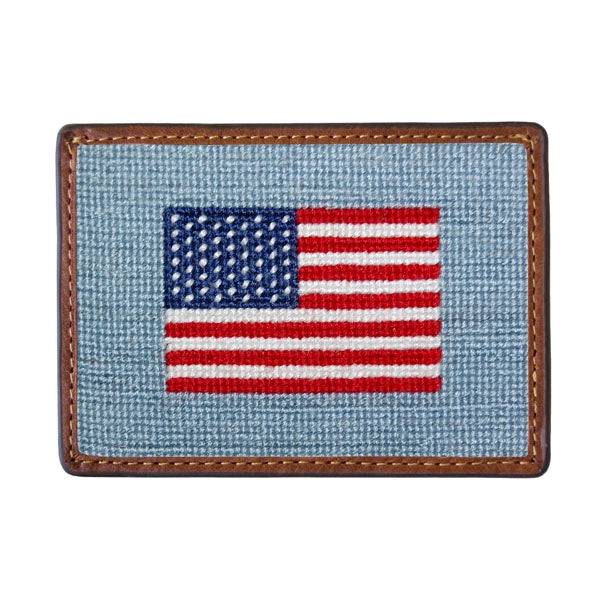 Smathers & Branson American Flag Needlepoint Card Wallet (Antique Blue)