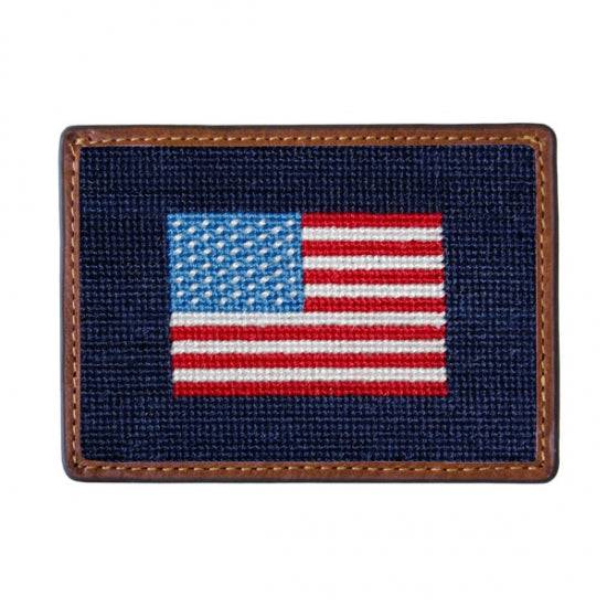Smathers & Branson American Flag Needlepoint Card Wallet