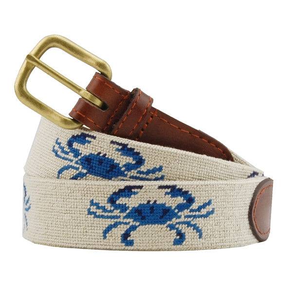 Smathers & Branson Blue Crab Needlepoint Belt