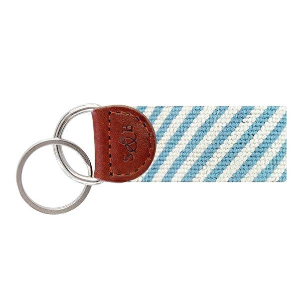 Smathers & Branson Blue Seersucker Needlepoint Key Fob