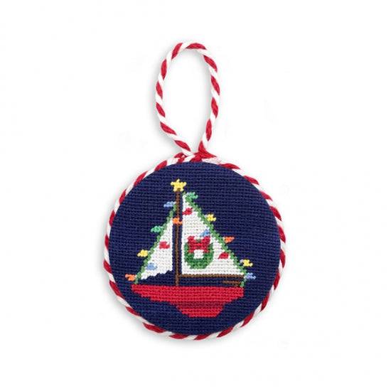 Smathers & Branson Christmas Sailboat Needlepoint Ornament