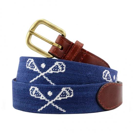 Smathers & Branson Crossed Lax Sticks Needlepoint Belt