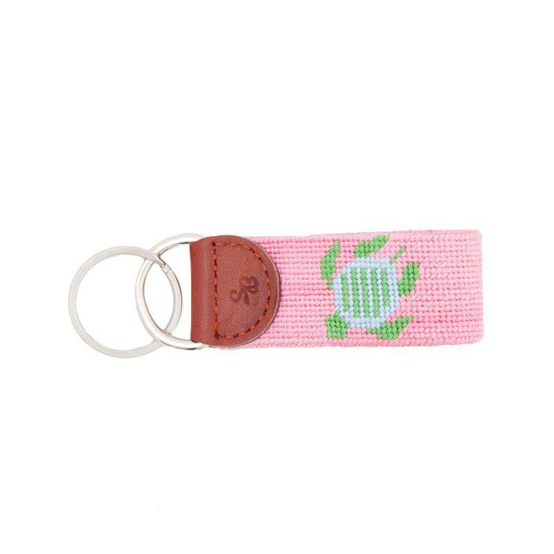 Smathers & Branson Green Turtle (Pink) Needlepoint Key Fob