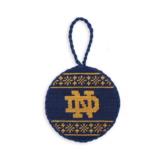 Smathers & Branson Notre Dame Fairisle Needlepoint Ornament (Classic Navy)