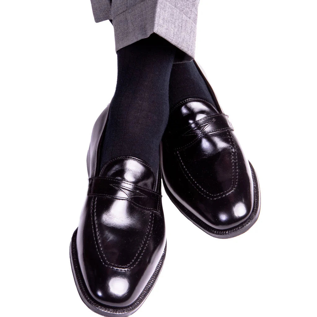 John Hyatt Solid Merino Dress Sock | Black