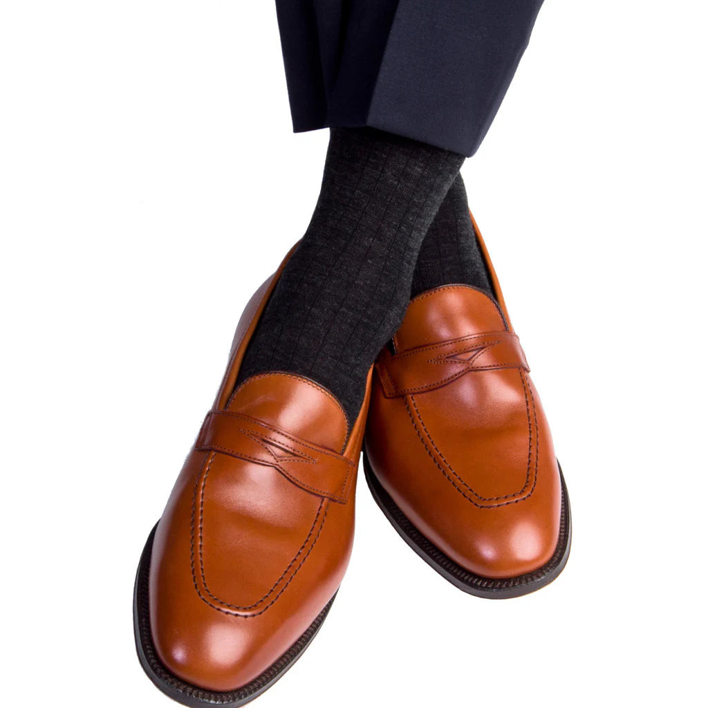 John Hyatt Solid Merino Dress Sock | Charcoal
