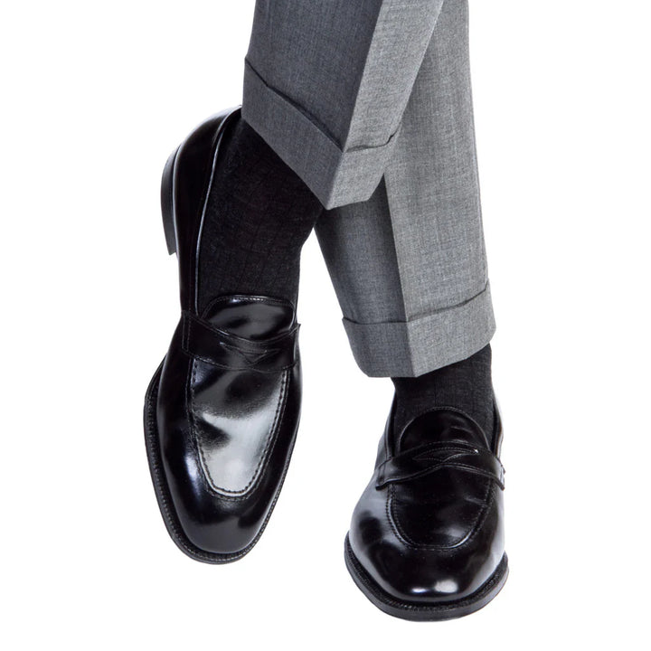 John Hyatt Solid Merino Dress Sock | Charcoal