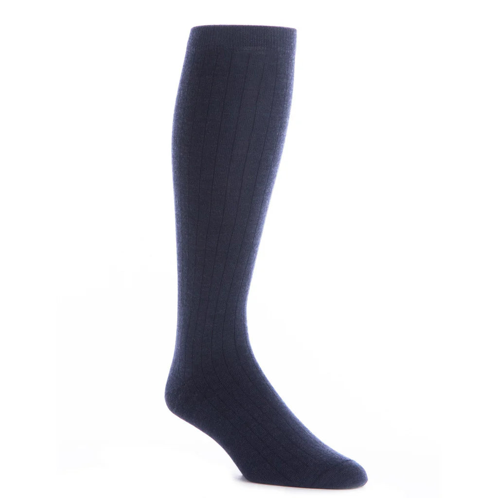 John Hyatt Solid Merino Dress Sock | Dress Navy