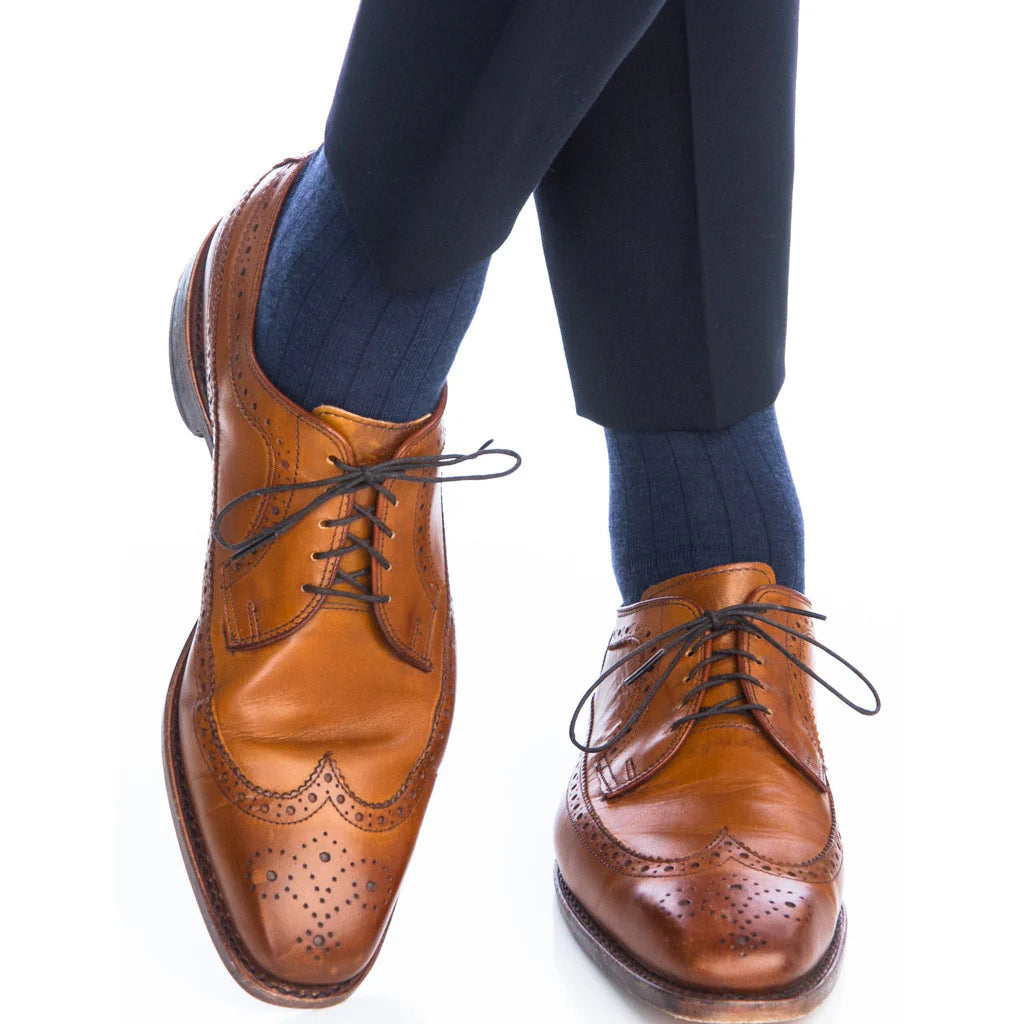 John Hyatt Solid Merino Dress Sock | Dress Navy