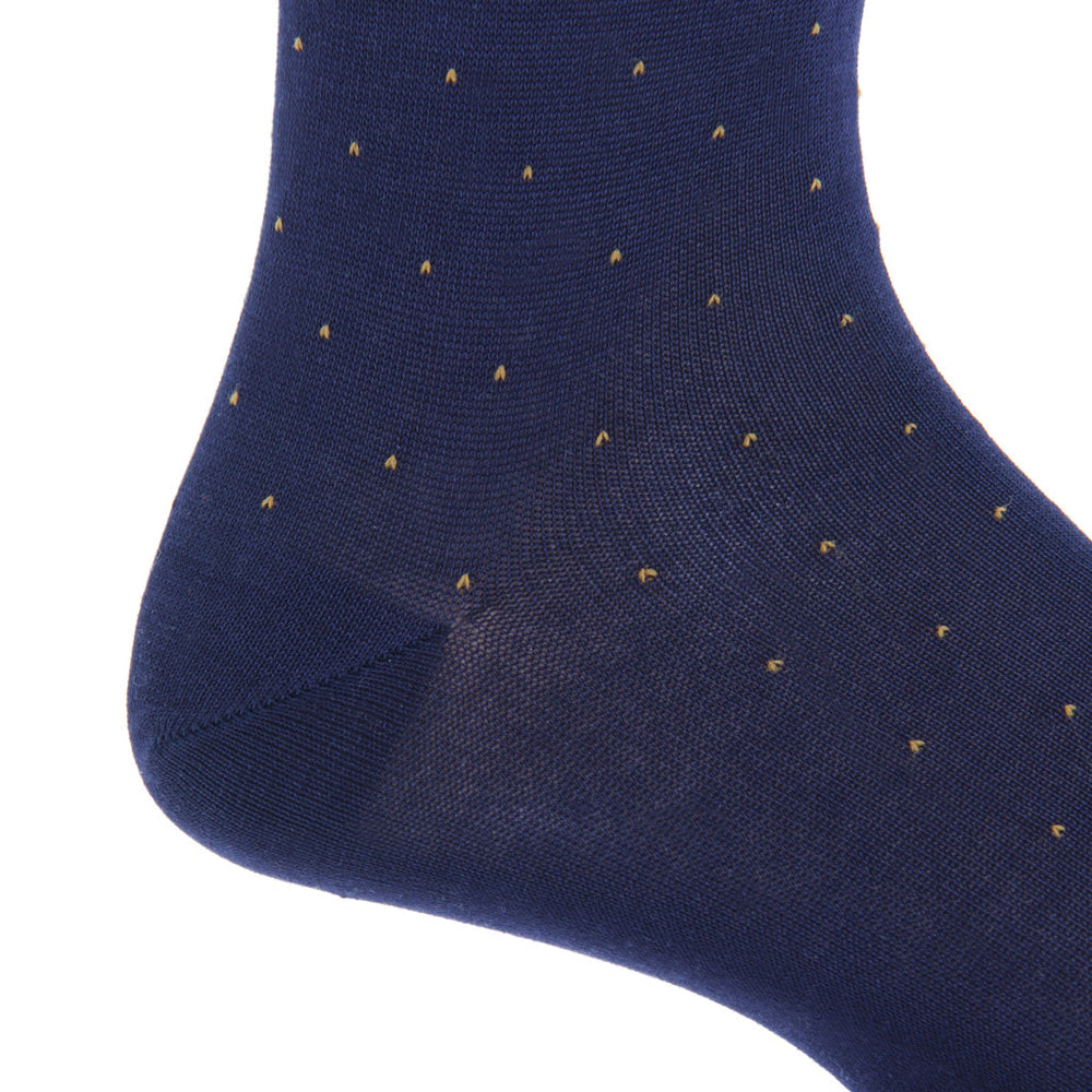 Dapper Classics Classic Navy with Gold Pin Dot Cotton Sock Dapper Classics Classic Navy with Gold Pin Dot Cotton Sock