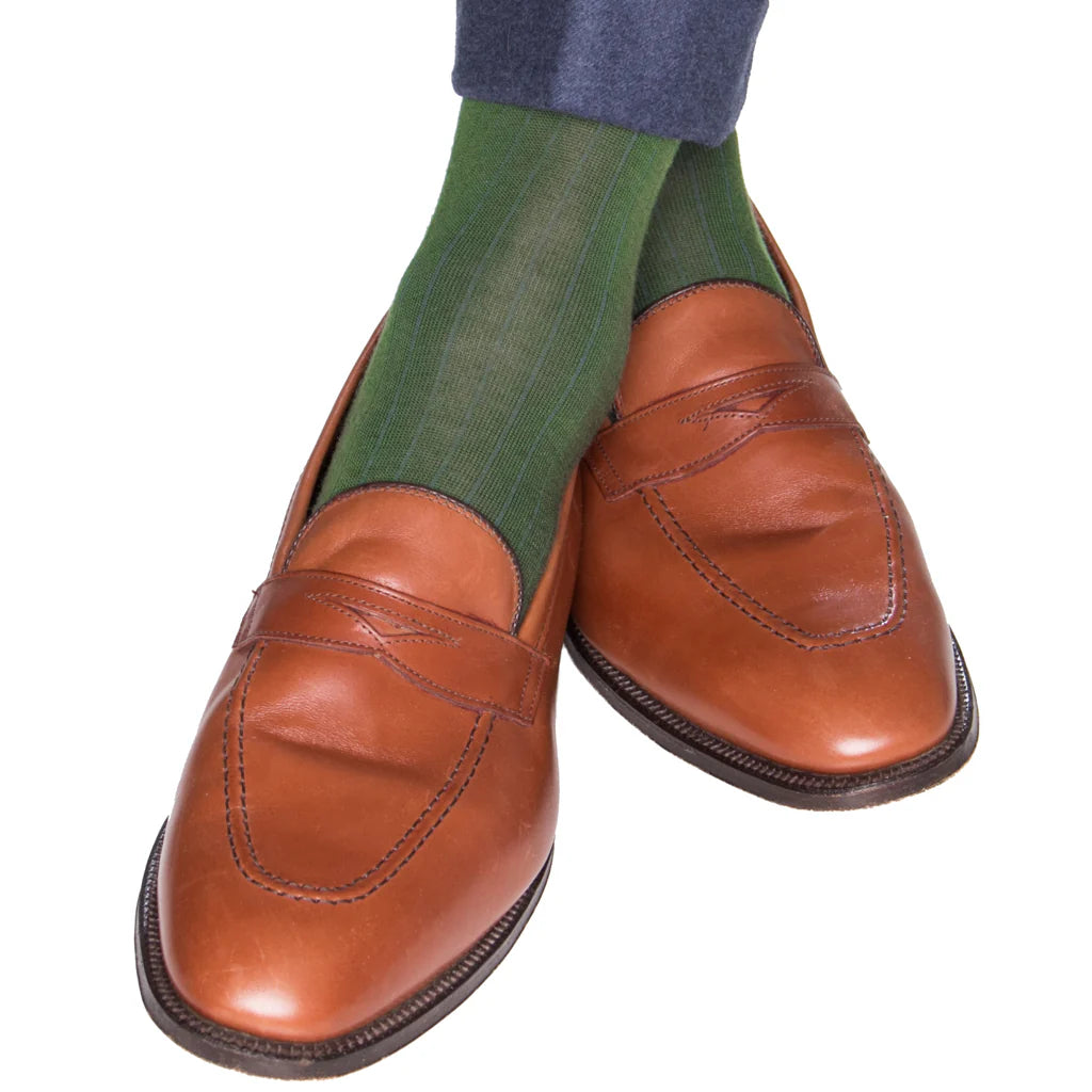 John Hyatt Solid Merino Dress Sock | Pine