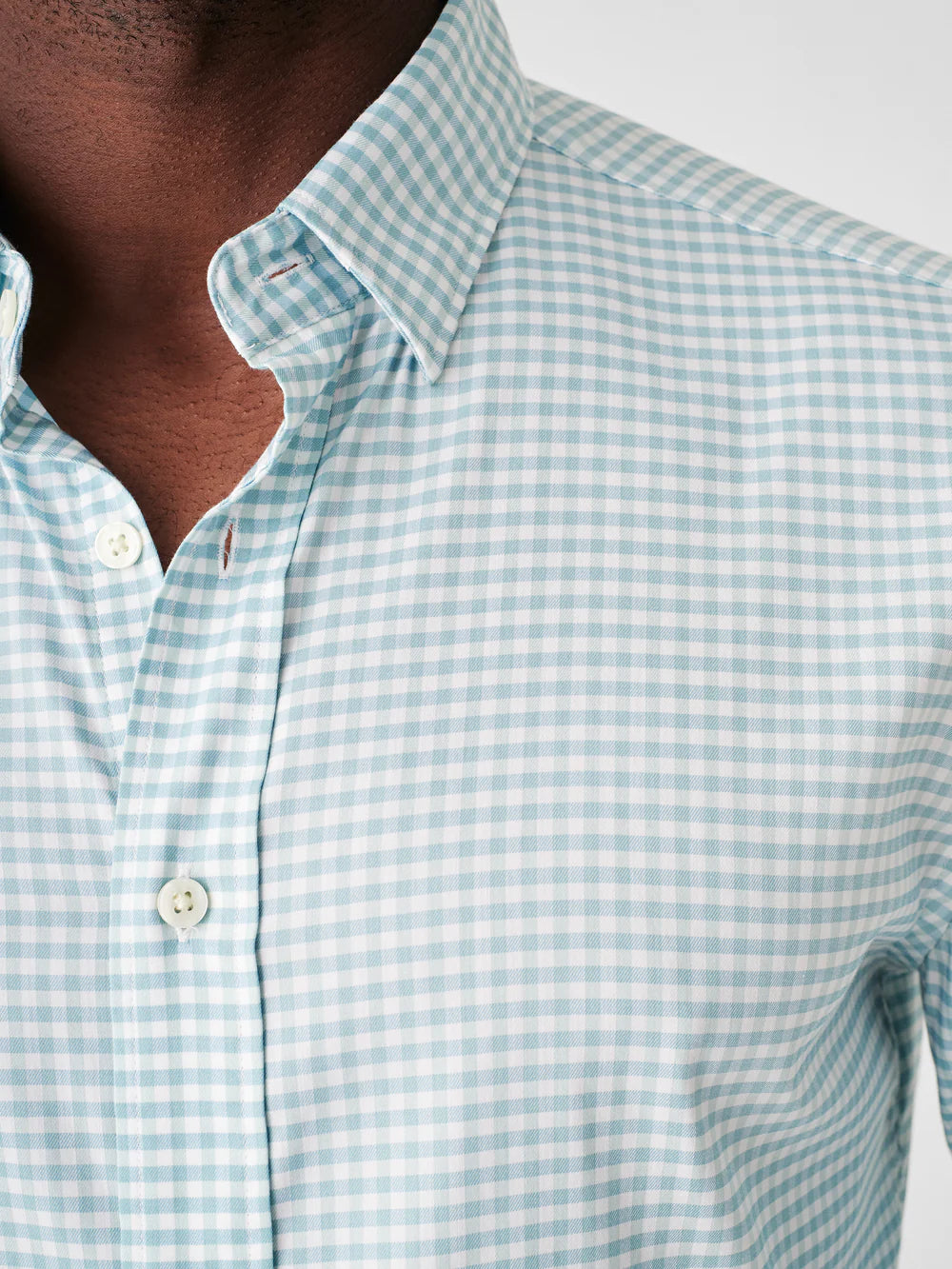 Faherty Teal Gingham Movement Shirt
