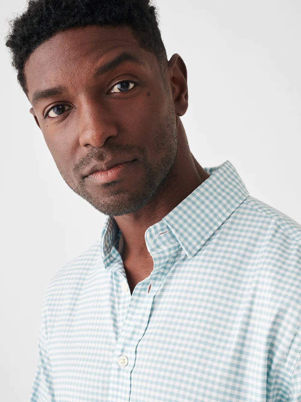 Faherty Teal Gingham Movement Shirt